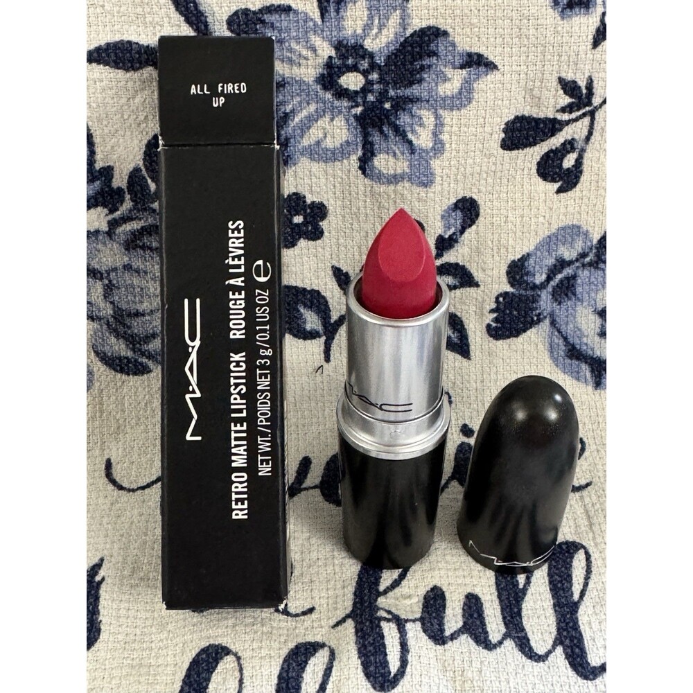 MAC Retro Matte Lipstick ALL FIRED UP Bright Fuchsia Pink NIB A15